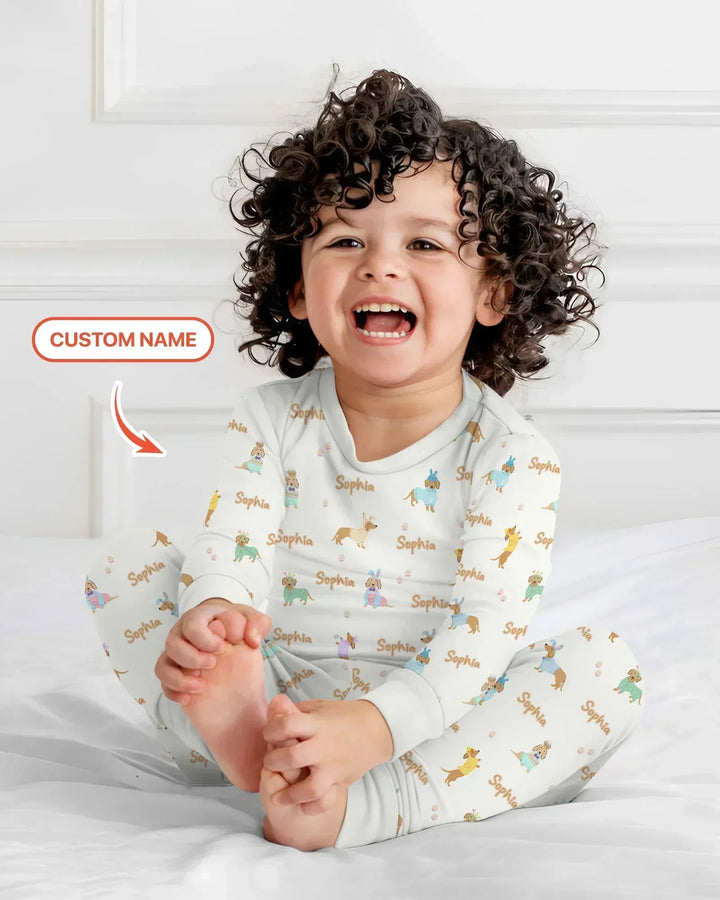 Zweiteiliges Langarm-Pyjama-Set mit Sommerfrüchten