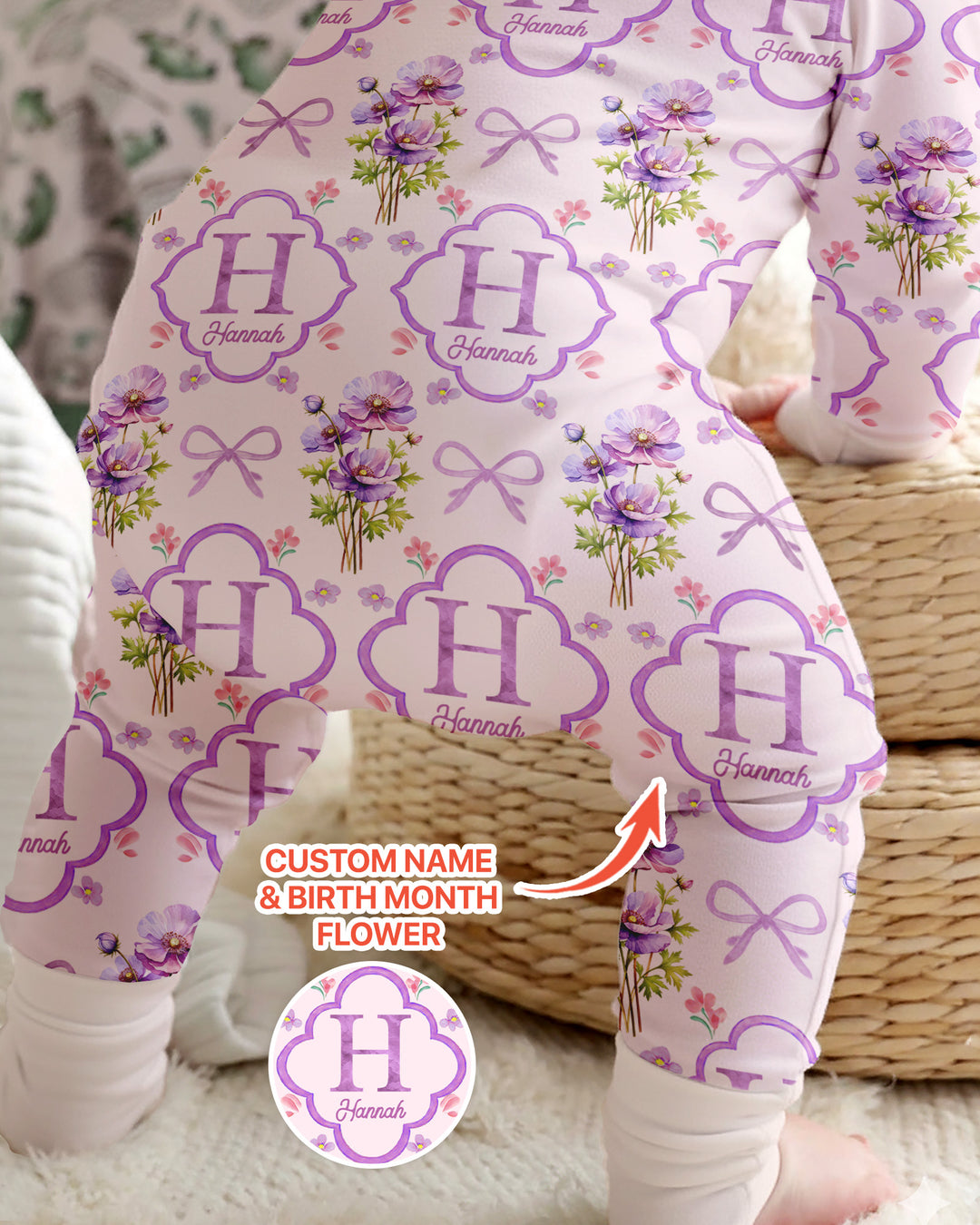 Personalized Birth Flower Mommy And Me Matching Bamboo Convertible Zippy