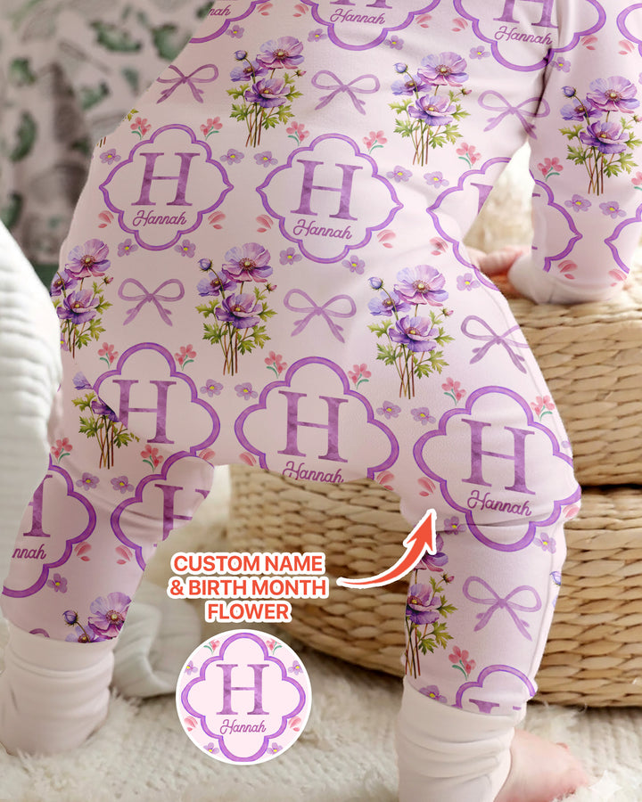Personalized Birth Flower Mommy And Me Matching Bamboo Convertible Zippy