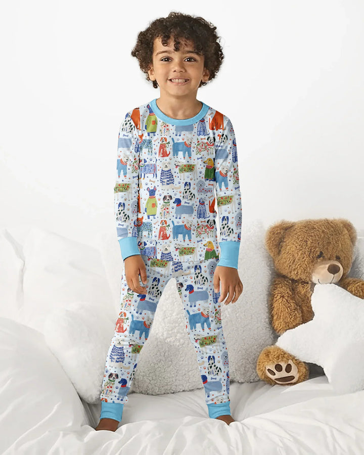 Whimsical Puppy Bamboo Two Piece Long Sleeve Pajama Set