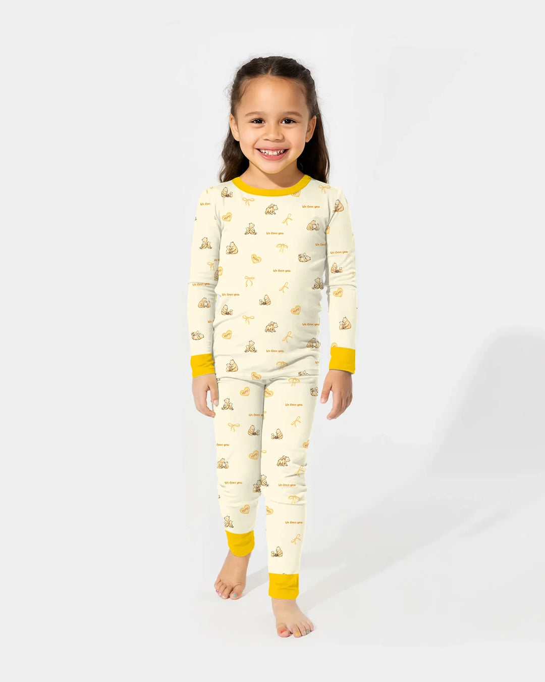 Sweat Yellow Mama Bear Two Piece Long Sleeve Pajama Set