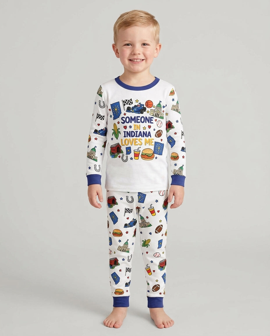 Someone in Indiana Loves Me Bamboo Two Piece Long Sleeve Pajama Set