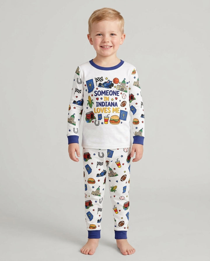 Someone in Indiana Loves Me Bamboo Two Piece Long Sleeve Pajama Set