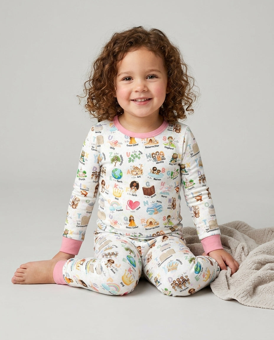 Zweiteiliges Langarm-Pyjama-Set mit Sommerfrüchten