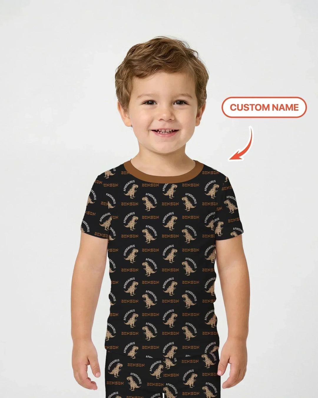 Custom Name Afikosaurus Bamboo Two Piece Short Sleeve Pajama Set