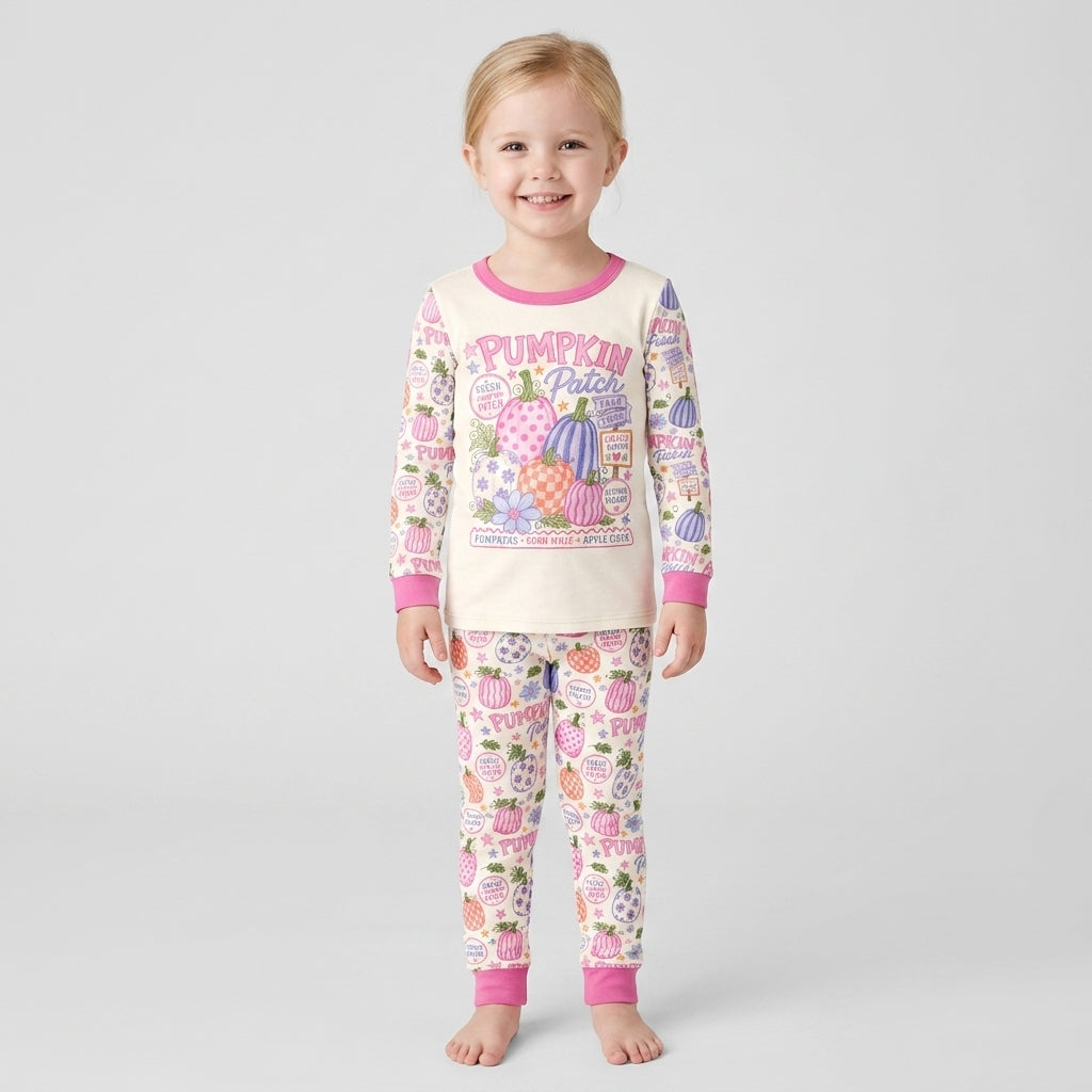 Whimsical Pumpkin Patch Bamboo Two Piece Long Sleeve Pajama Set