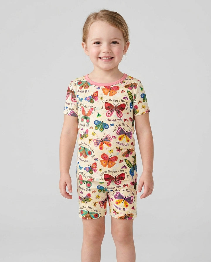 Schlafanzug-Set zweiteilig, kurze Ärmel, kurze Hose, Bambus