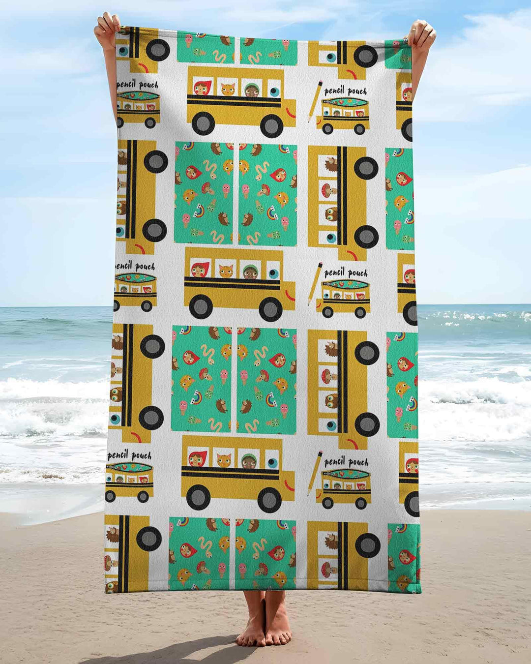 School Bus Adventures Bamboo Beach Towel