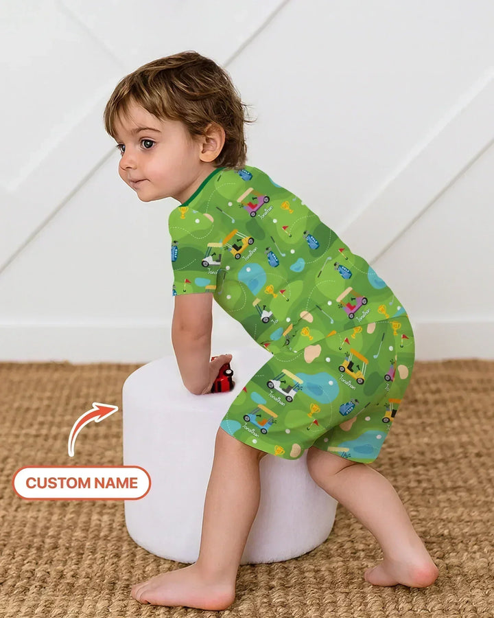 Zweiteiliges Pyjama-Set mit kurzen Ärmeln und Shorts im Sommer-Design