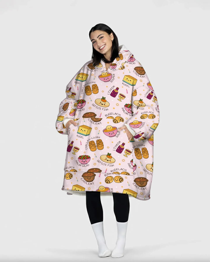 Shabbat Shalom Wearable Bamboo Blanket Hoodie