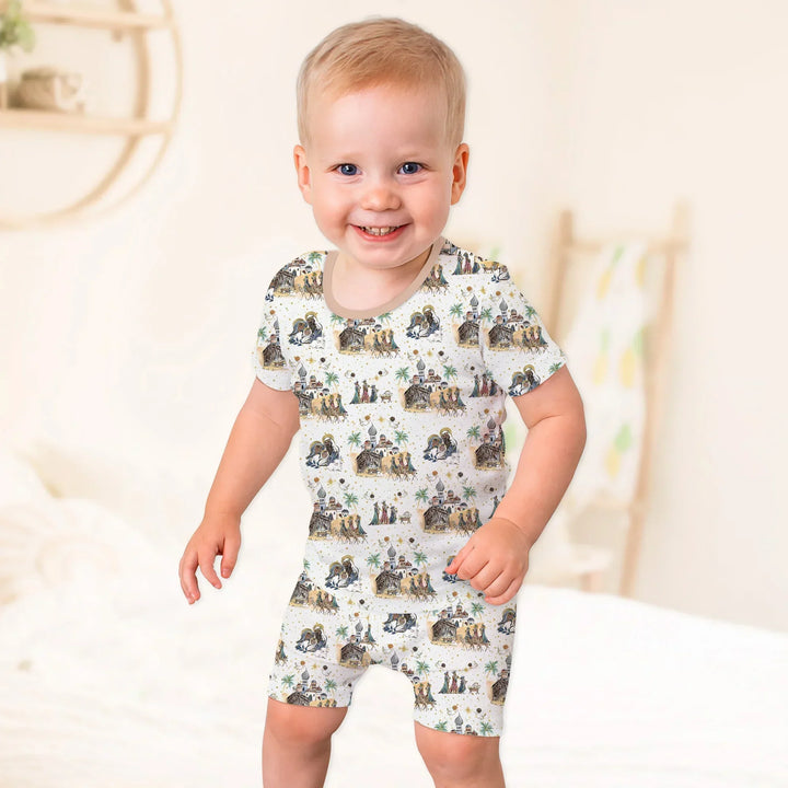 Template Zweiteiliges Pyjama-Set mit kurzen Ärmeln und Shorts