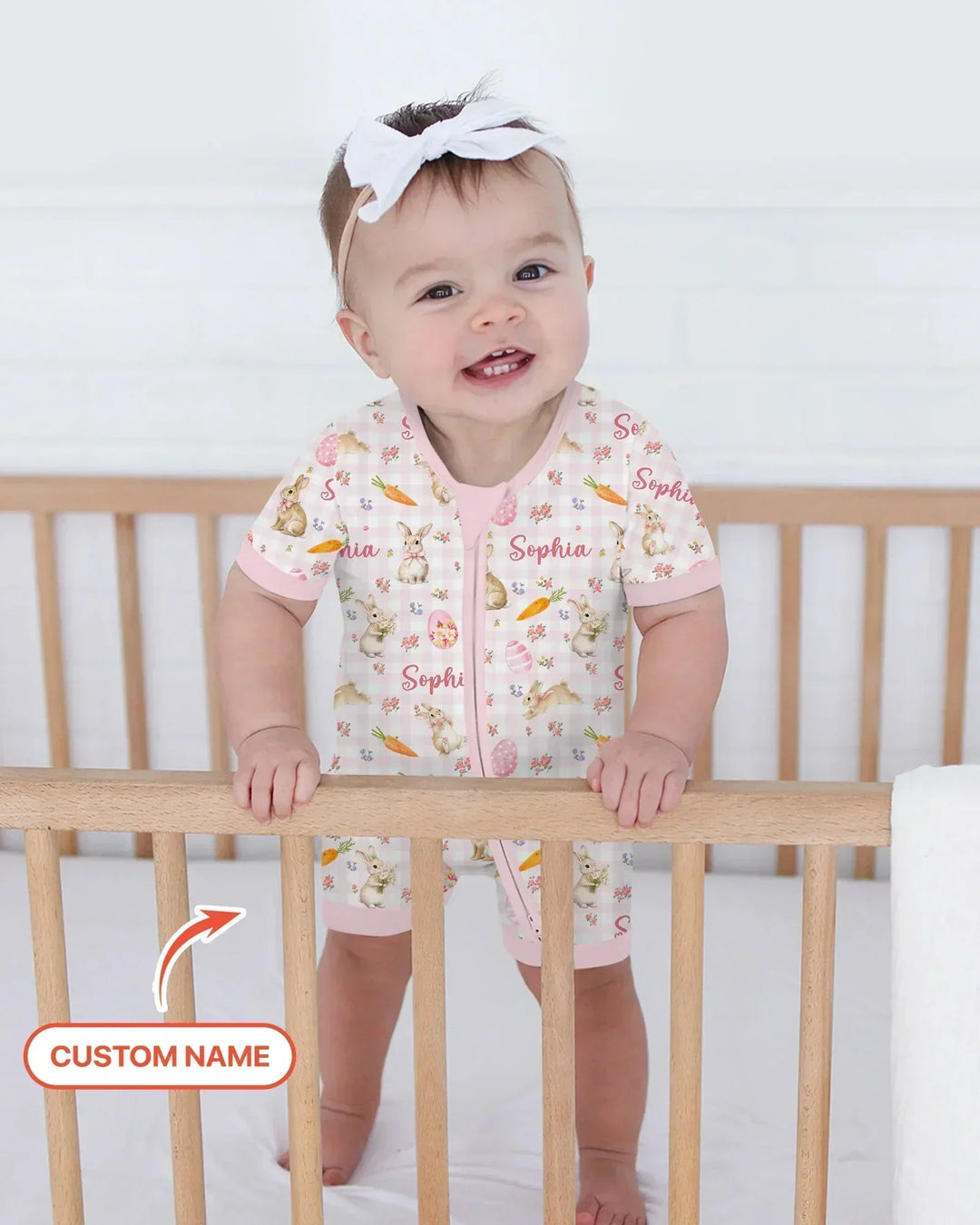 Custom Name Bunny Garden Bamboo Shorty Zippy
