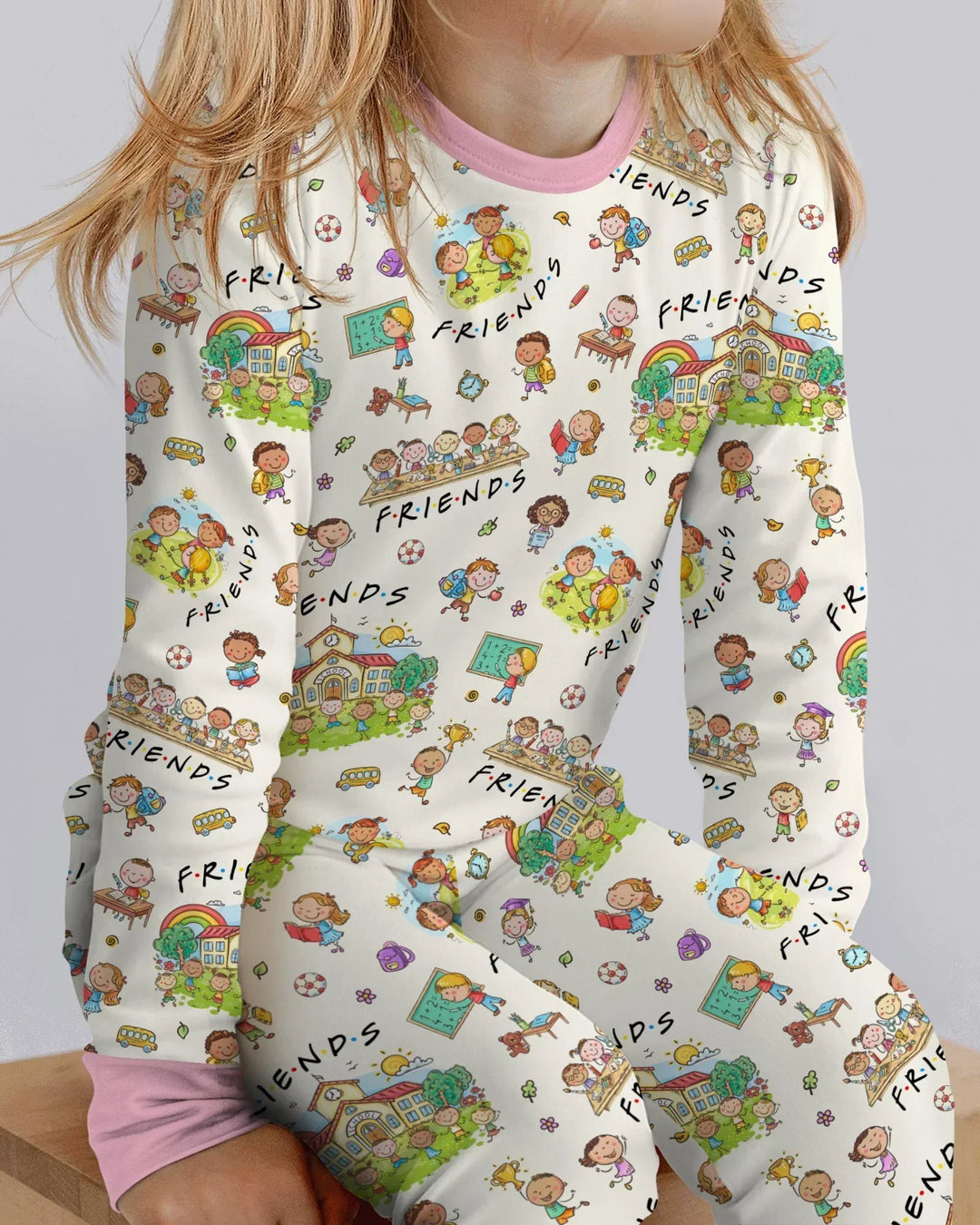 Zweiteiliges Langarm-Pyjama-Set mit Sommerfrüchten