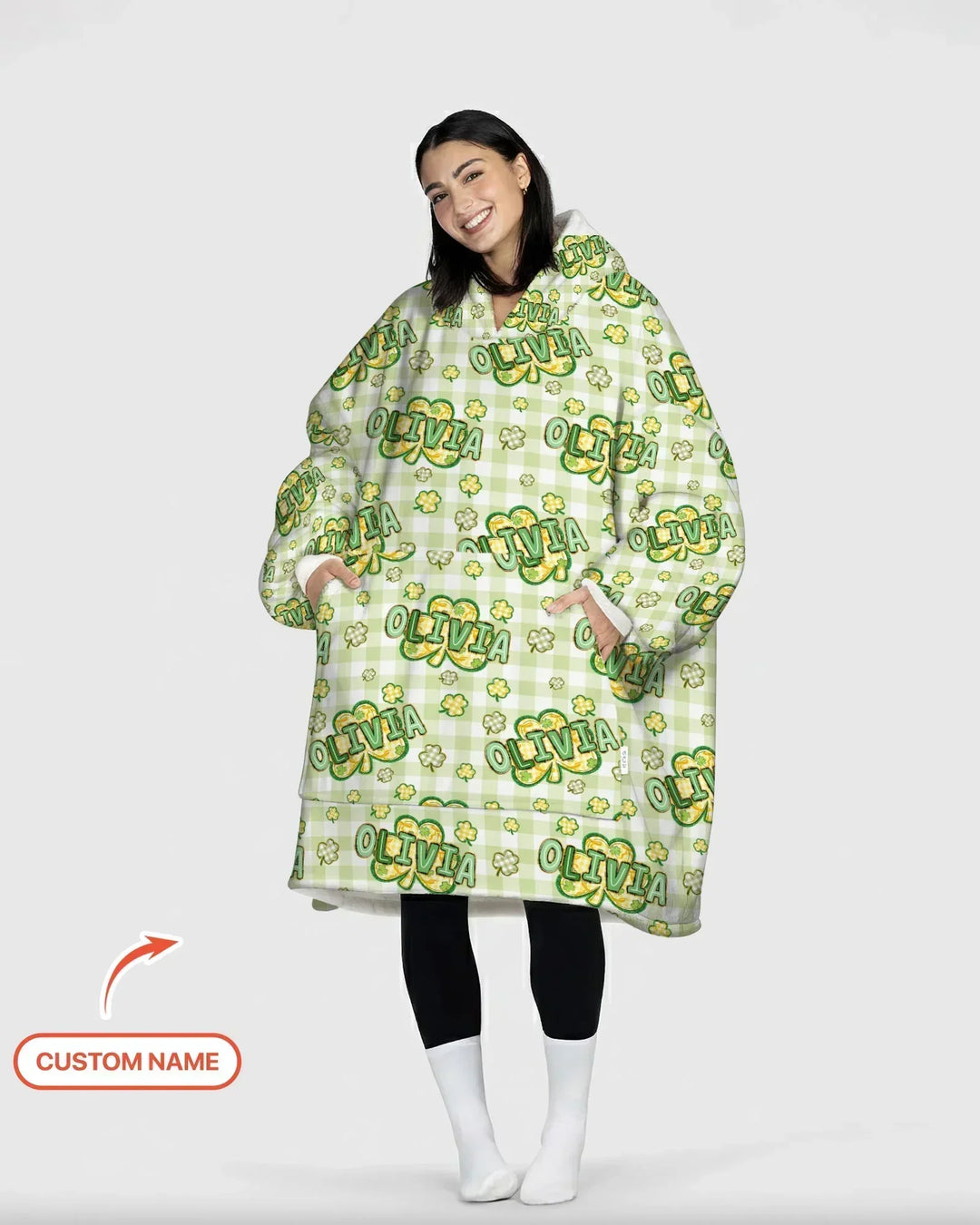 Lucky Shamrock Personalisierbarer Bambus-Deckenhoodie