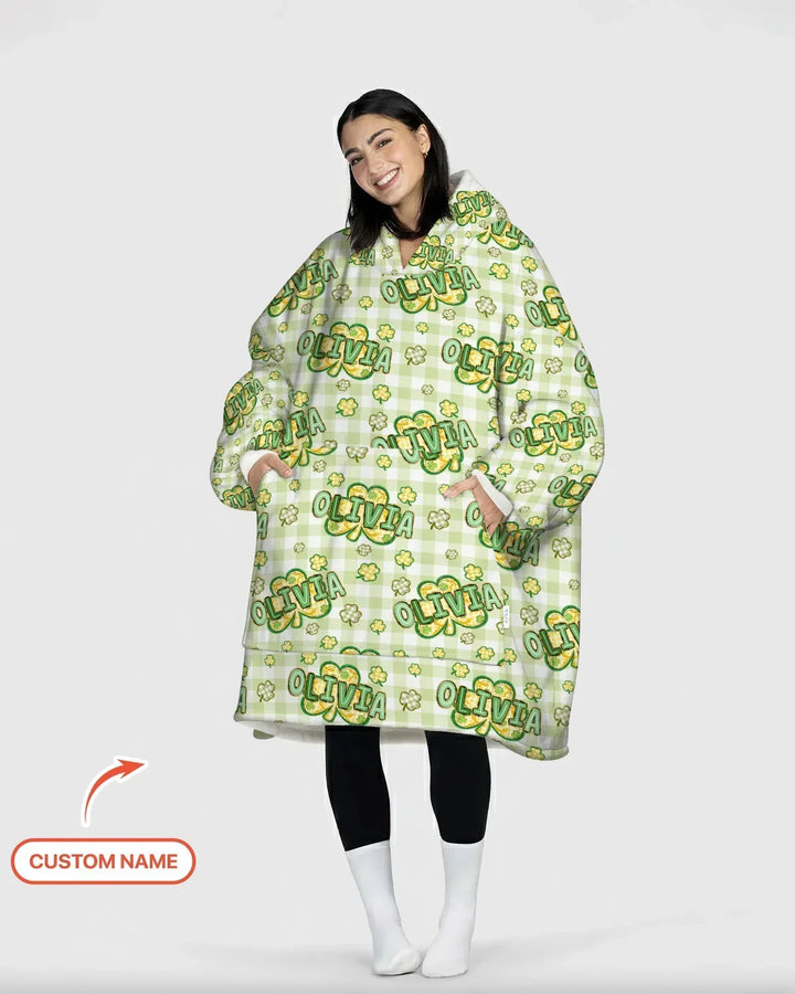 Lucky Shamrock Personalisierbarer Bambus-Deckenhoodie