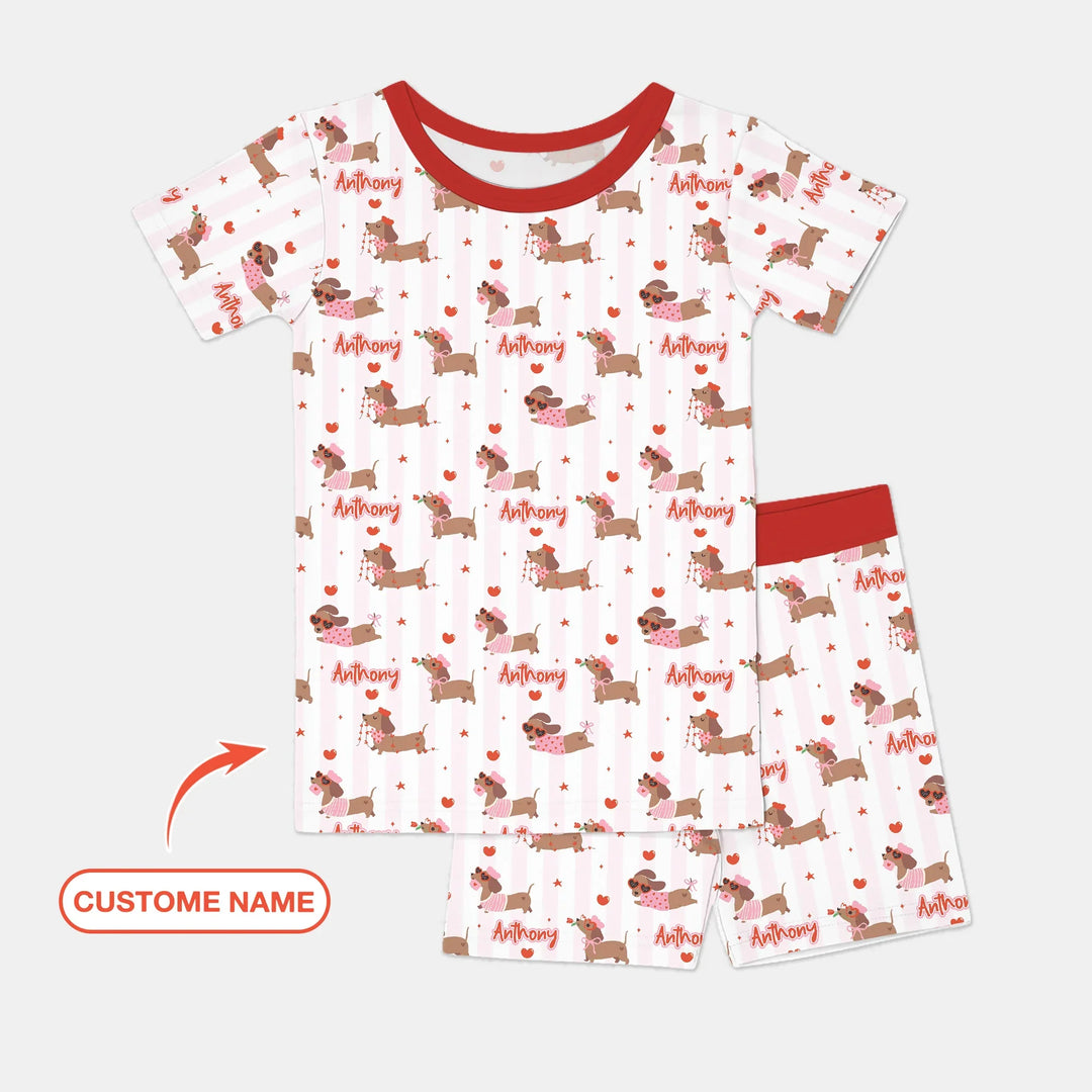 Zweiteiliges Pyjama-Set mit kurzen Ärmeln und Shorts im Sommer-Design
