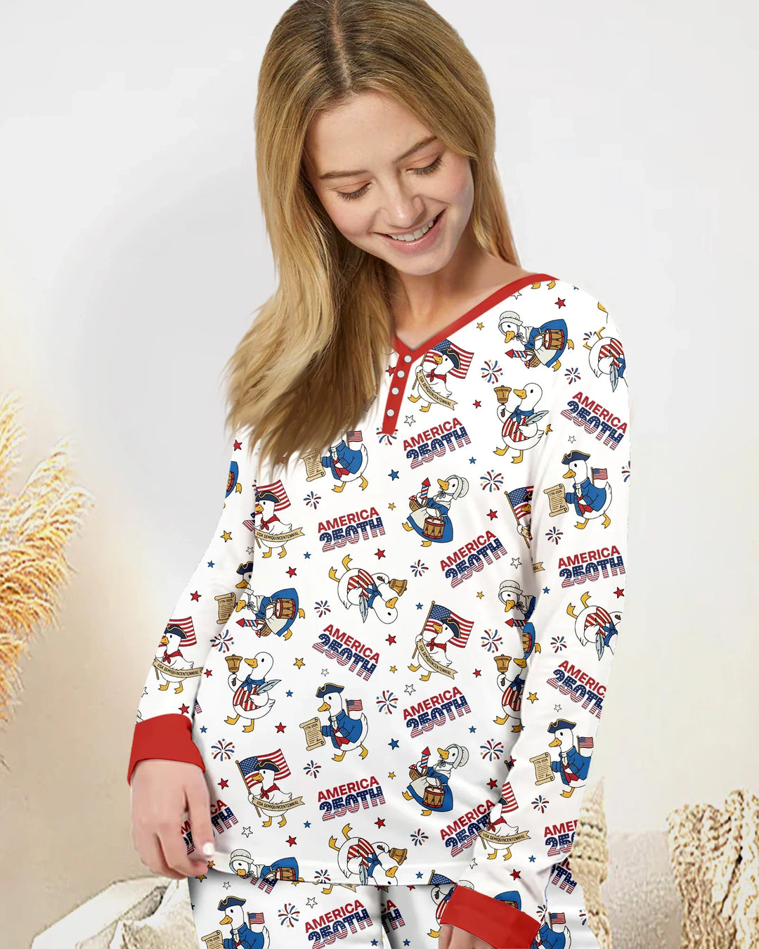 Patriotische Gans feiert 250 Jahre Bambus Pyjama Set für Frauen