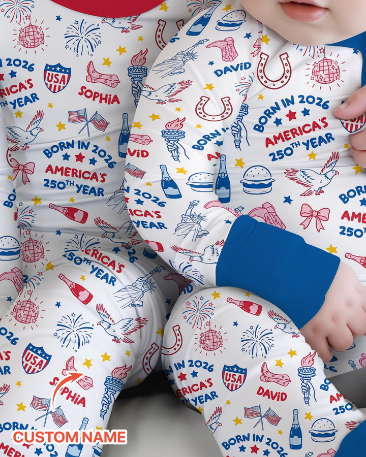 Born in 2026 America’s 250th Year Custom Name Bamboo Convertible Zippy