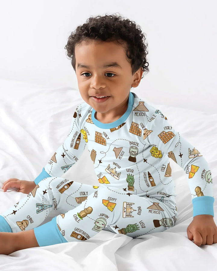 Zweiteiliges Langarm-Pyjama-Set mit Sommerfrüchten