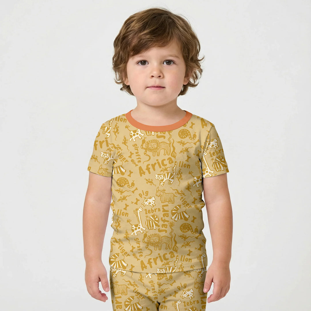 Template Zweiteiliges Pyjama-Set mit kurzen Ärmeln und Shorts