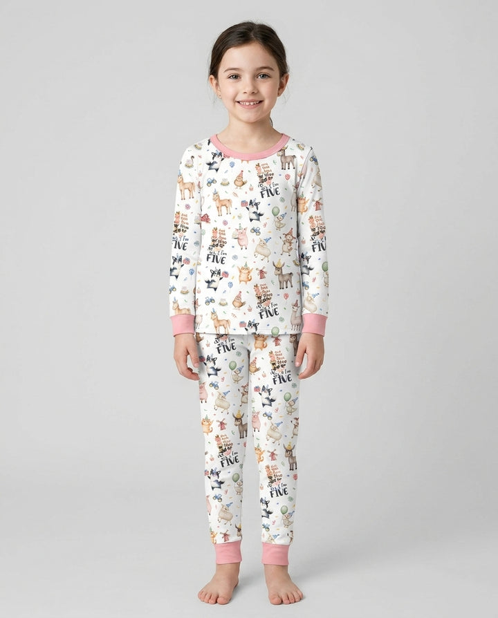 Zweiteiliges Langarm-Pyjama-Set mit Sommerfrüchten