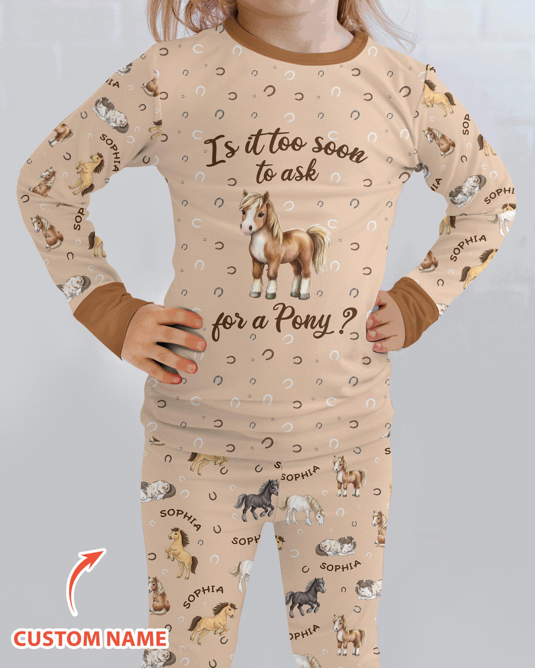 Custom Name Is It Too Soon to Ask for a Pony Bamboo Two Piece Long Sleeve Pajama Set