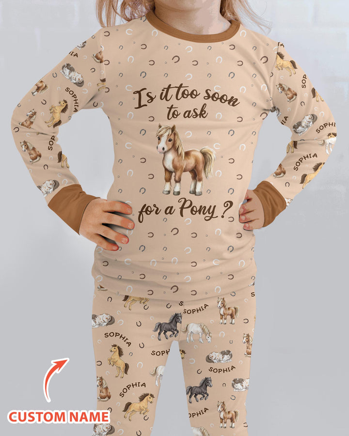 Custom Name Is It Too Soon to Ask for a Pony Bamboo Two Piece Long Sleeve Pajama Set