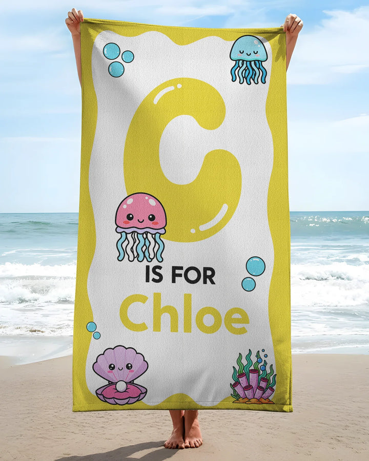 Personalised Ocean Theme Oversized Bamboo Beach Towel