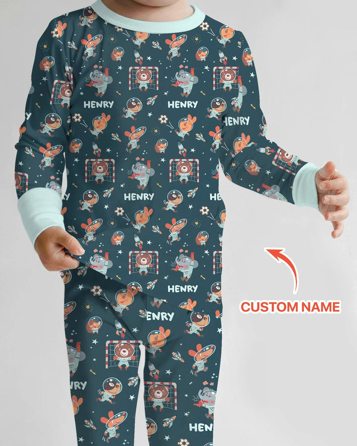 Zweiteiliges Langarm-Pyjama-Set mit Sommerfrüchten
