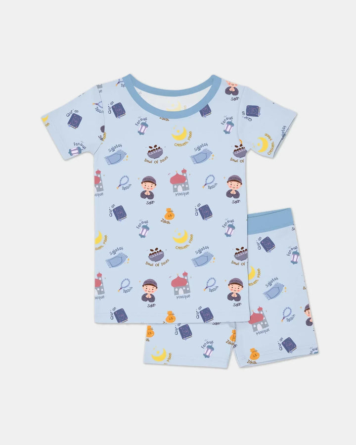 Template Zweiteiliges Pyjama-Set mit kurzen Ärmeln und Shorts