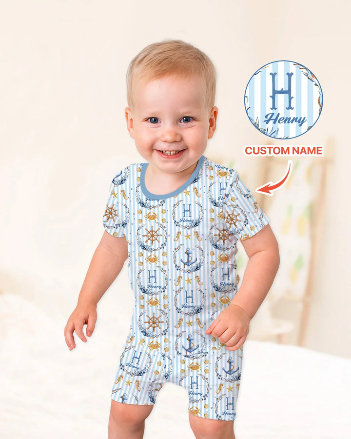 Zweiteiliges Pyjama-Set mit kurzen Ärmeln und Shorts im Sommer-Design