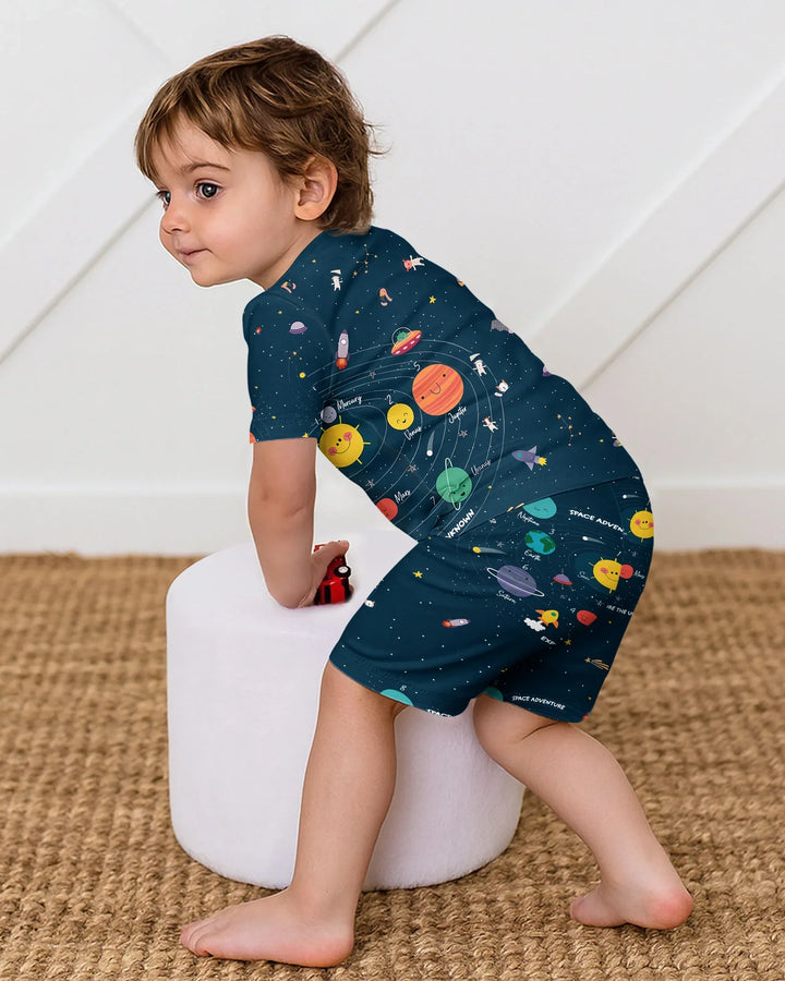 Schlafanzug-Set zweiteilig, kurze Ärmel, kurze Hose, Bambus