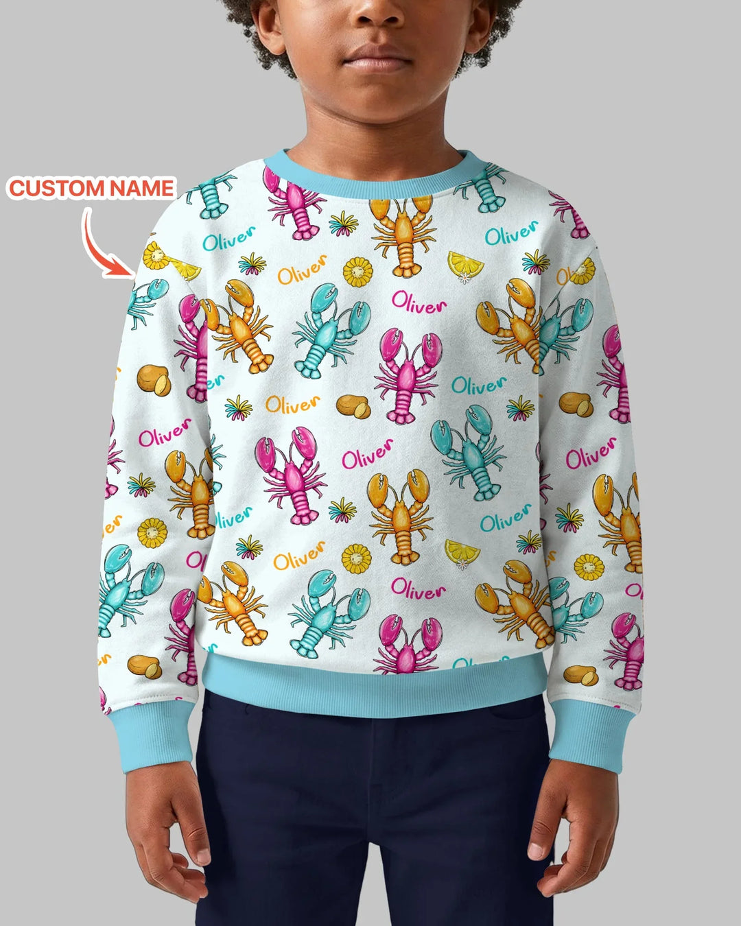 Personalisierter Name Krabben-Crew Bambus-Rundhals-Sweatshirt