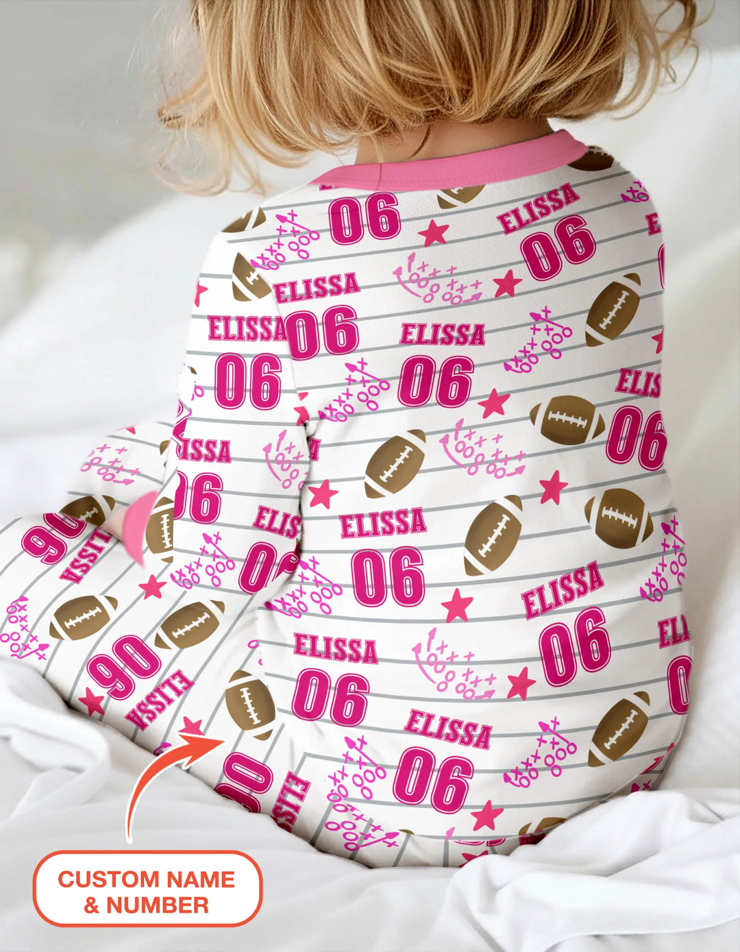 Custom Name Football Time Pink Bamboo Convertible Zippy
