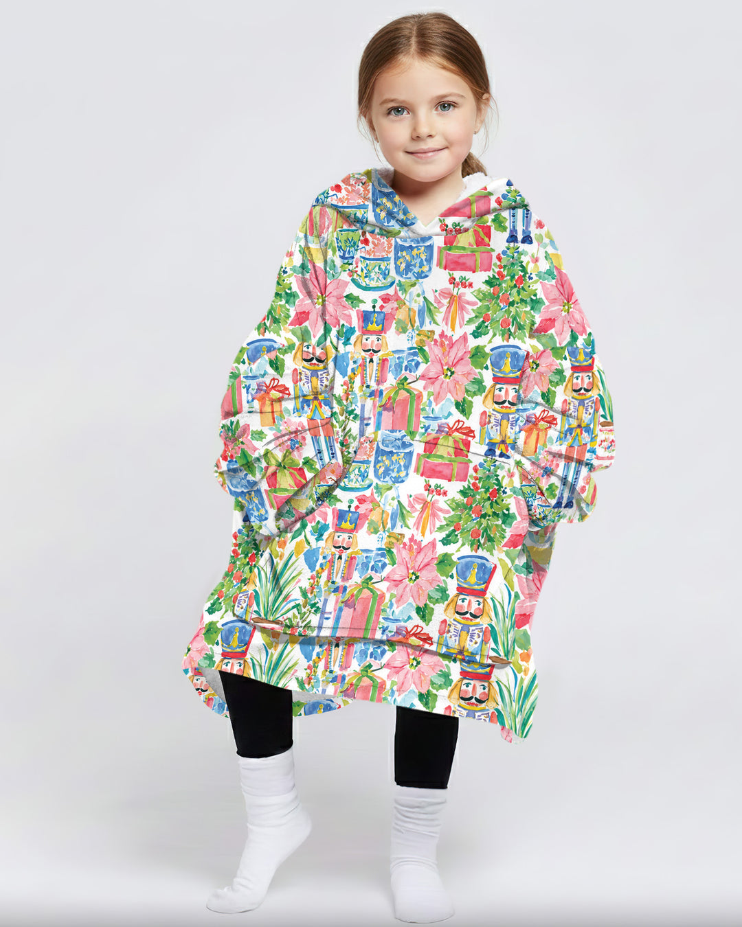 Watercolor Nutcracker Holiday Blanket Hoodie