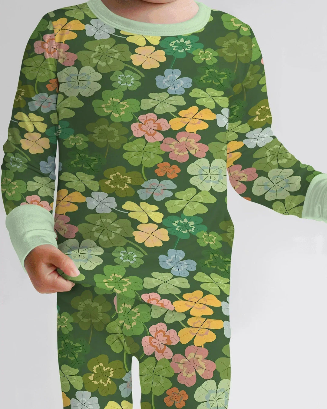 Lucky 4 Leaf Clover Bamboo Two Piece Long Sleeve Pajama Set