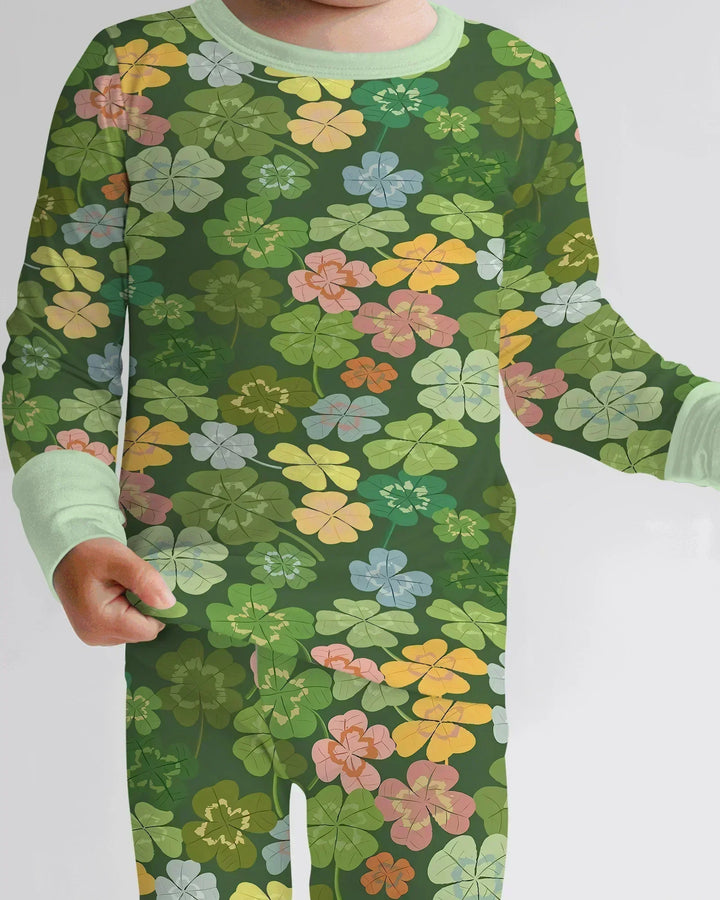 Lucky 4 Leaf Clover Bamboo Two Piece Long Sleeve Pajama Set