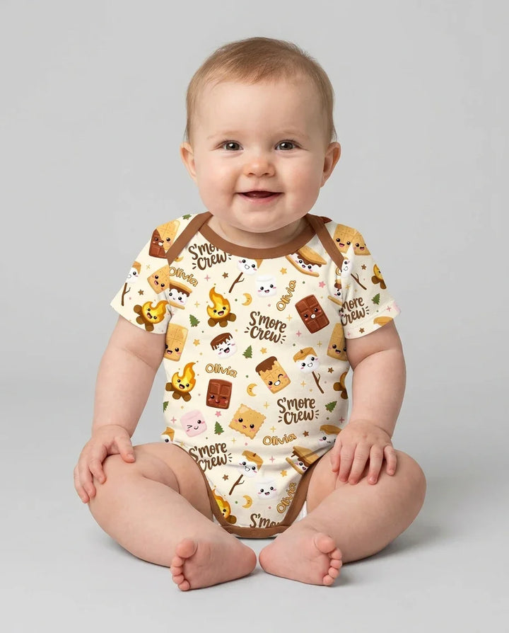 Custom Name Kawaii S'more Crew Family Matching Bamboo Bodysuit