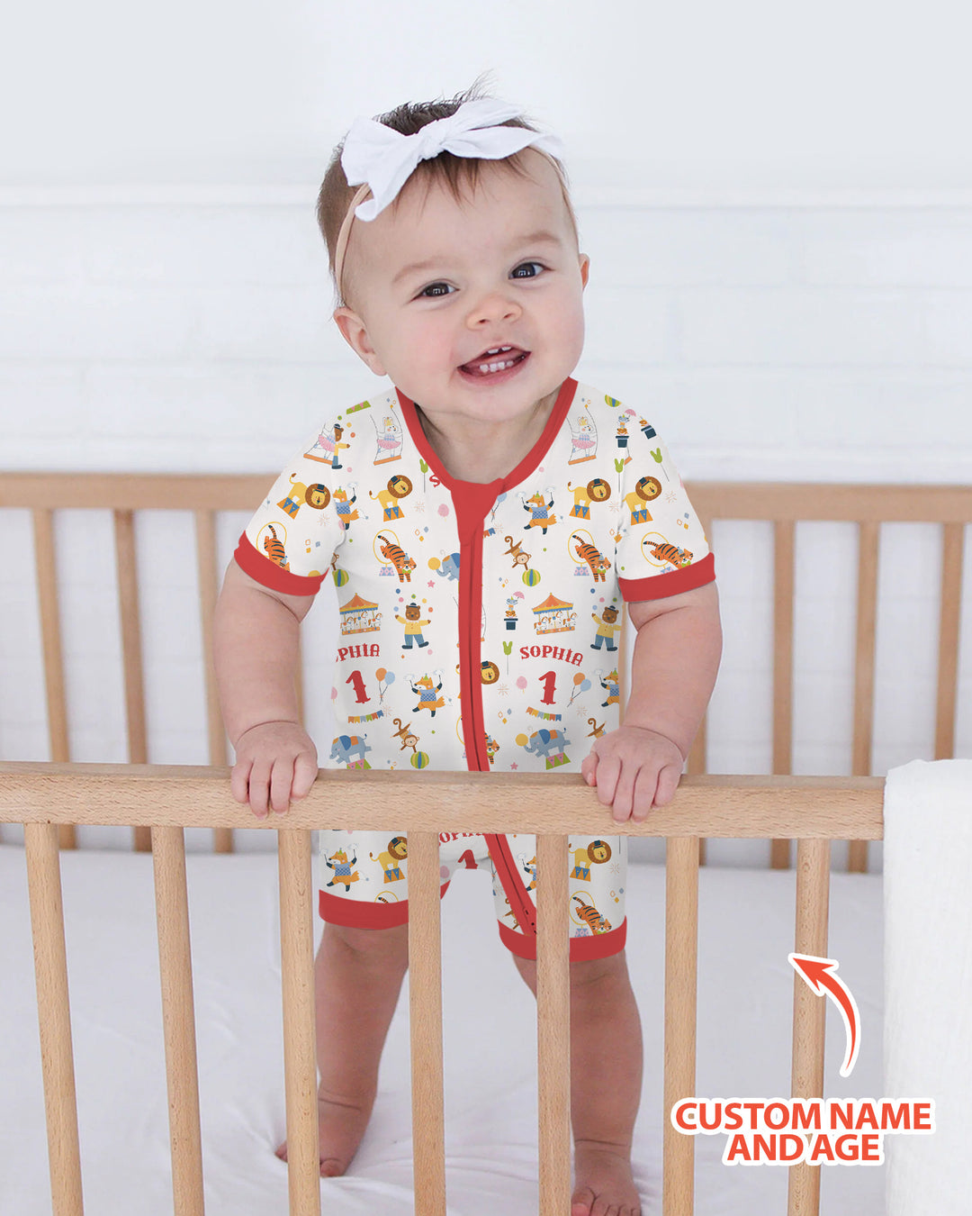 Custom Name Birthday Circus Bamboo Shorty Zippy