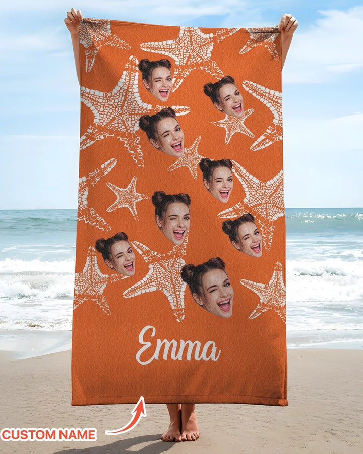 Personalisiertes Seestern-Bambus-Strandtuch mit Namen