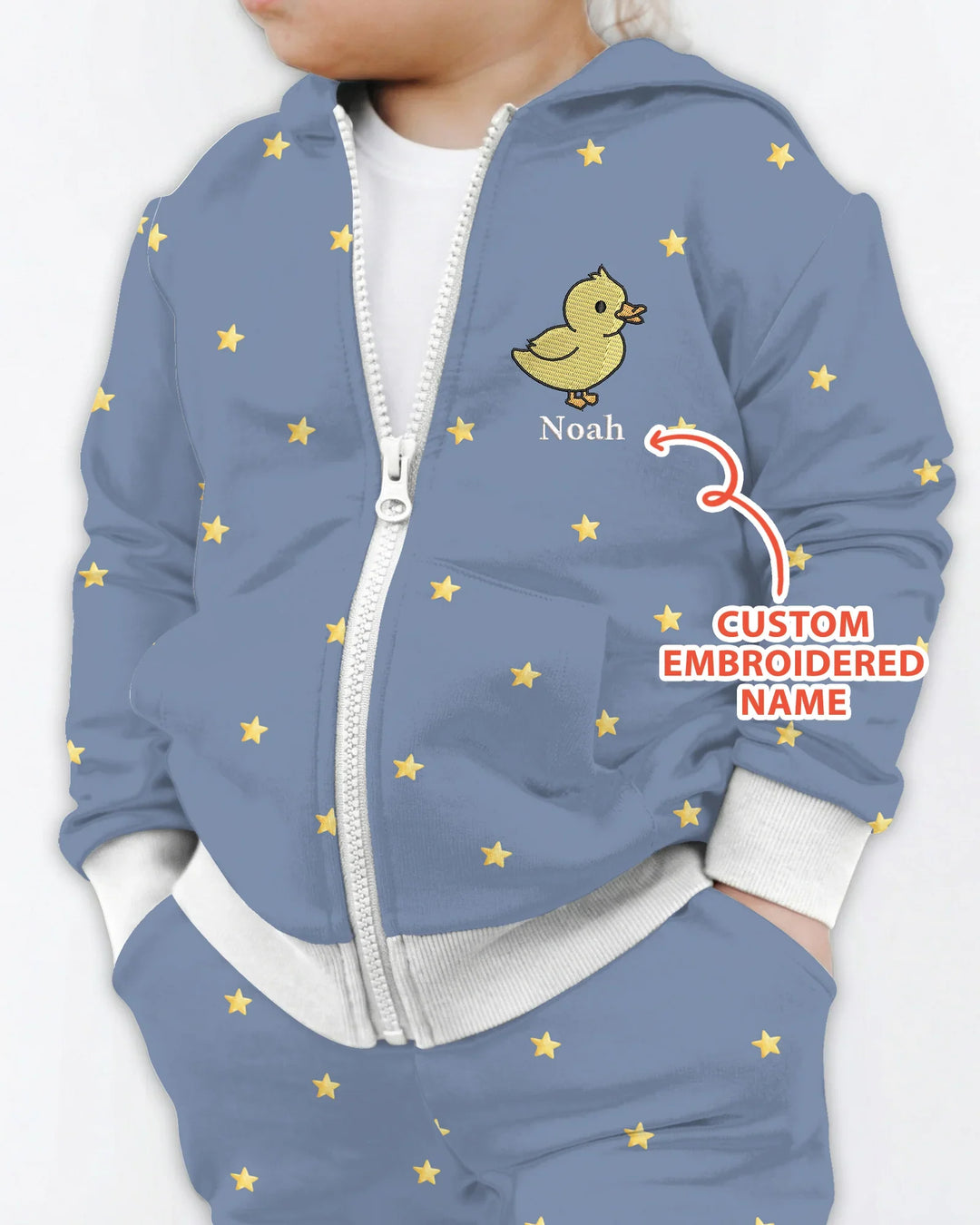 Embroidered Custom Name Animal Bamboo Zip Hoodie