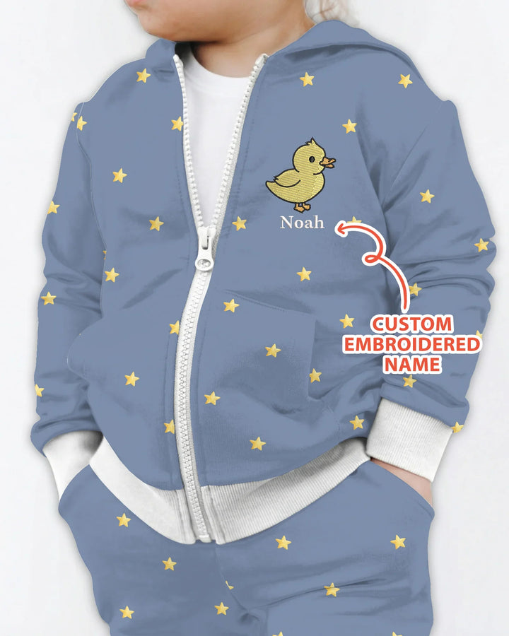 Embroidered Custom Name Animal Bamboo Zip Hoodie