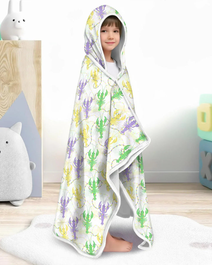 Mardi Gras Langusten Familie Passender Tragbarer Bambus Decken-Hoodie