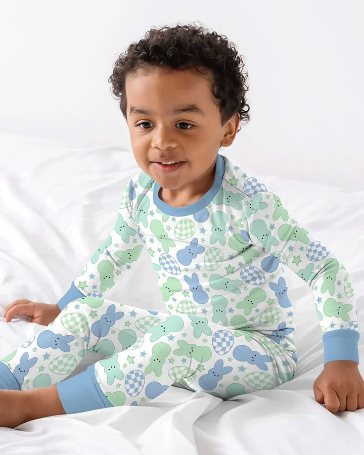 Easter Peep Bunnies Bamboo Two Piece Long Sleeve Pajama Set