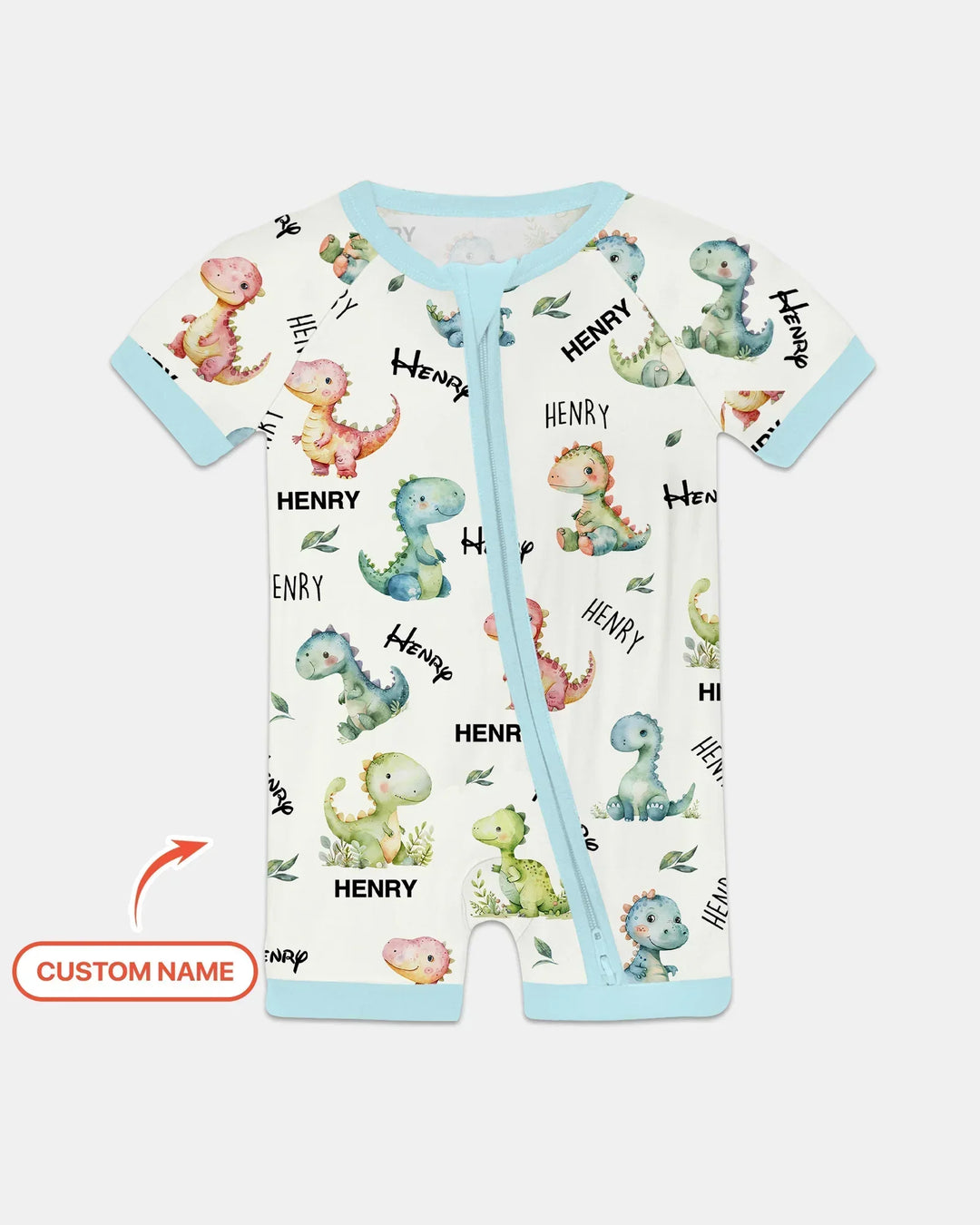 Dinosaur Custom Name Bamboo Shorty Zippy