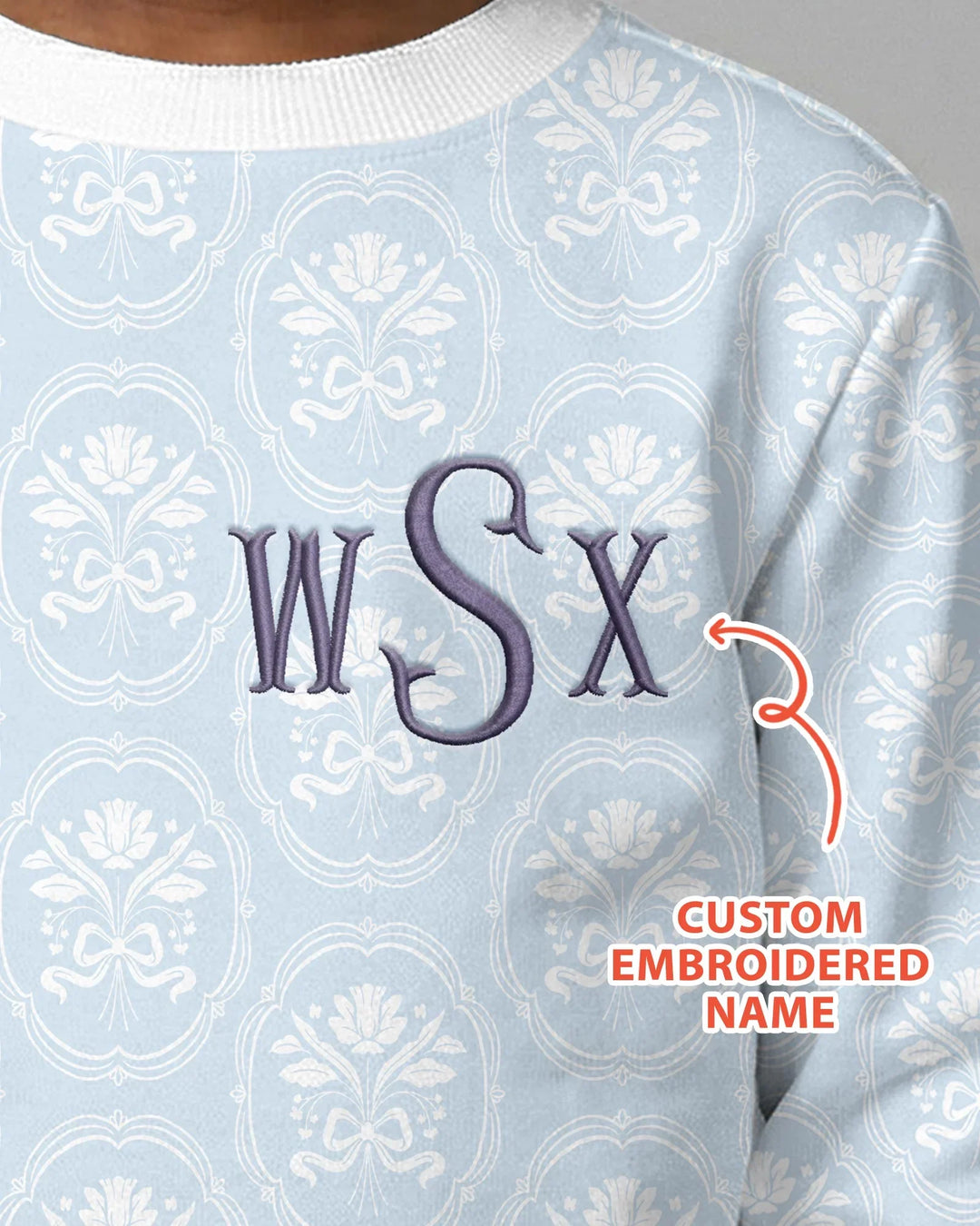 Personalized Floral Embroidered Baby Bamboo Crewneck Sweatshirt
