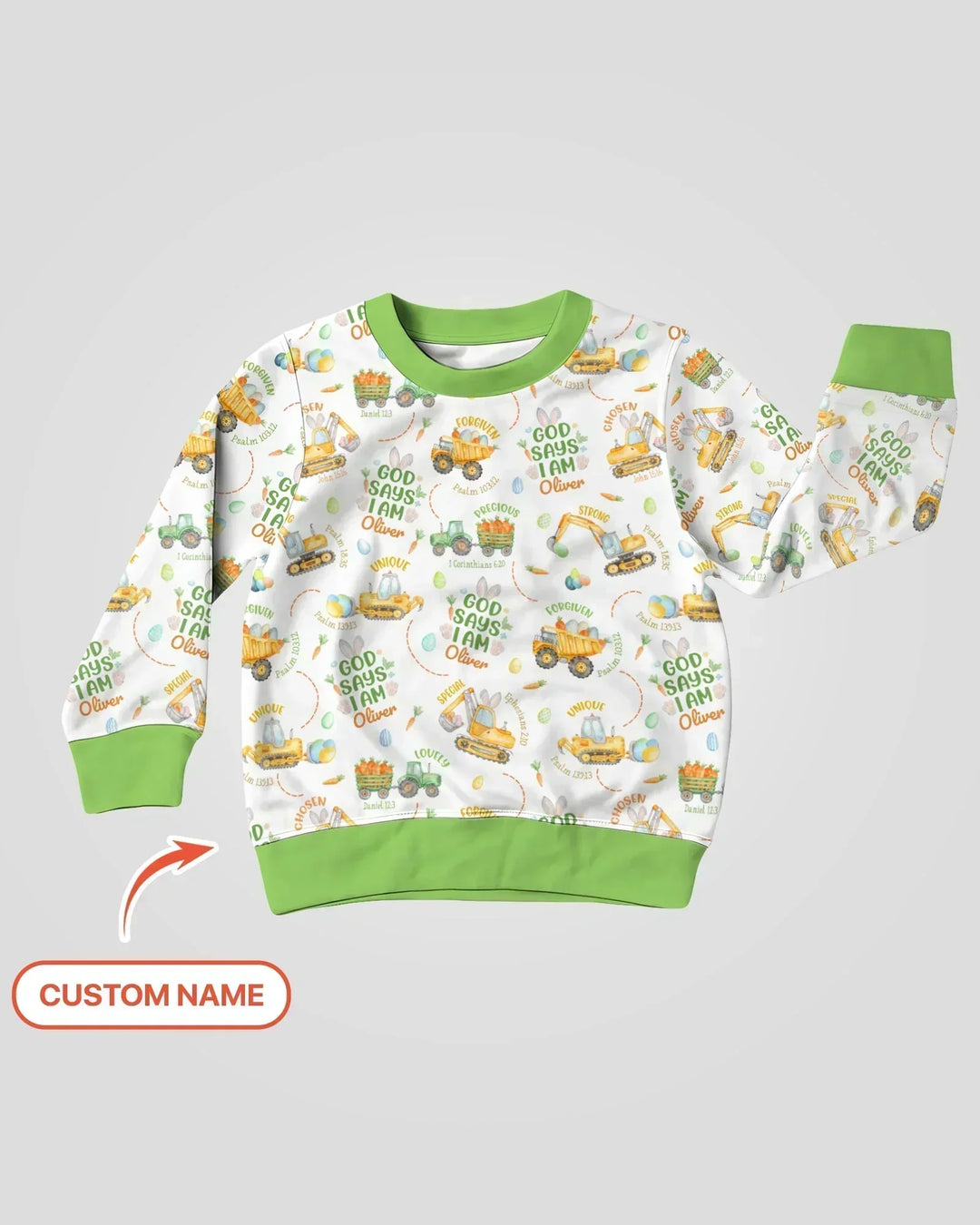 Frohe Ostern, Gott sagt, ich bin, personalisiertes Bambus-Crewneck-Sweatshirt