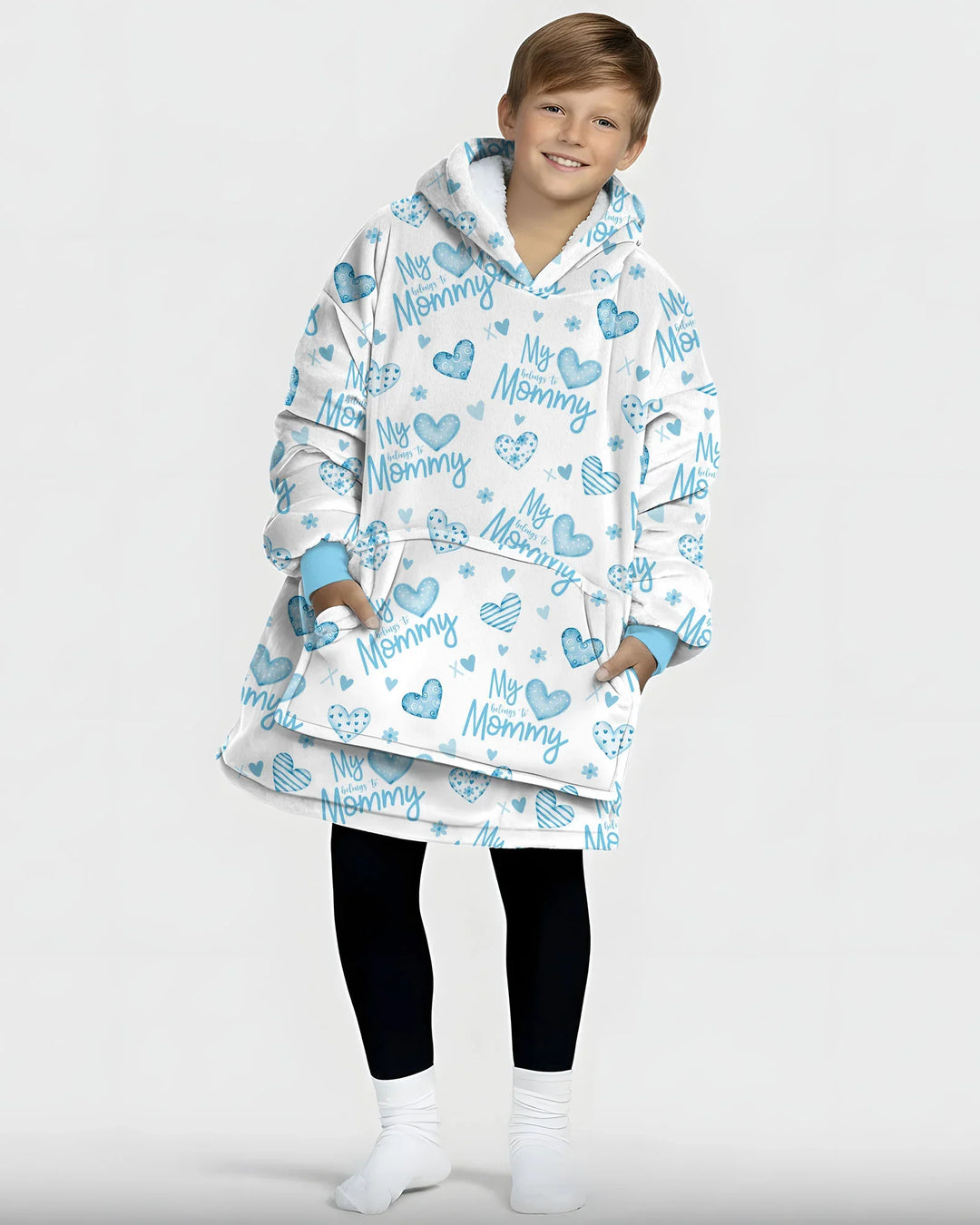 Mein Herz gehört Mama tragbarer Bambus-Decken-Hoodie