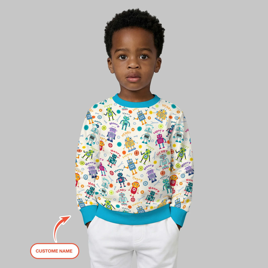 Robo Buddy Squad Custom Name Bamboo Crewneck Sweatshirt