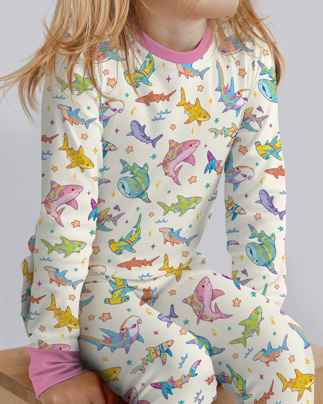 Tropical Sharks Bamboo Two Piece Long Sleeve Pajama Set
